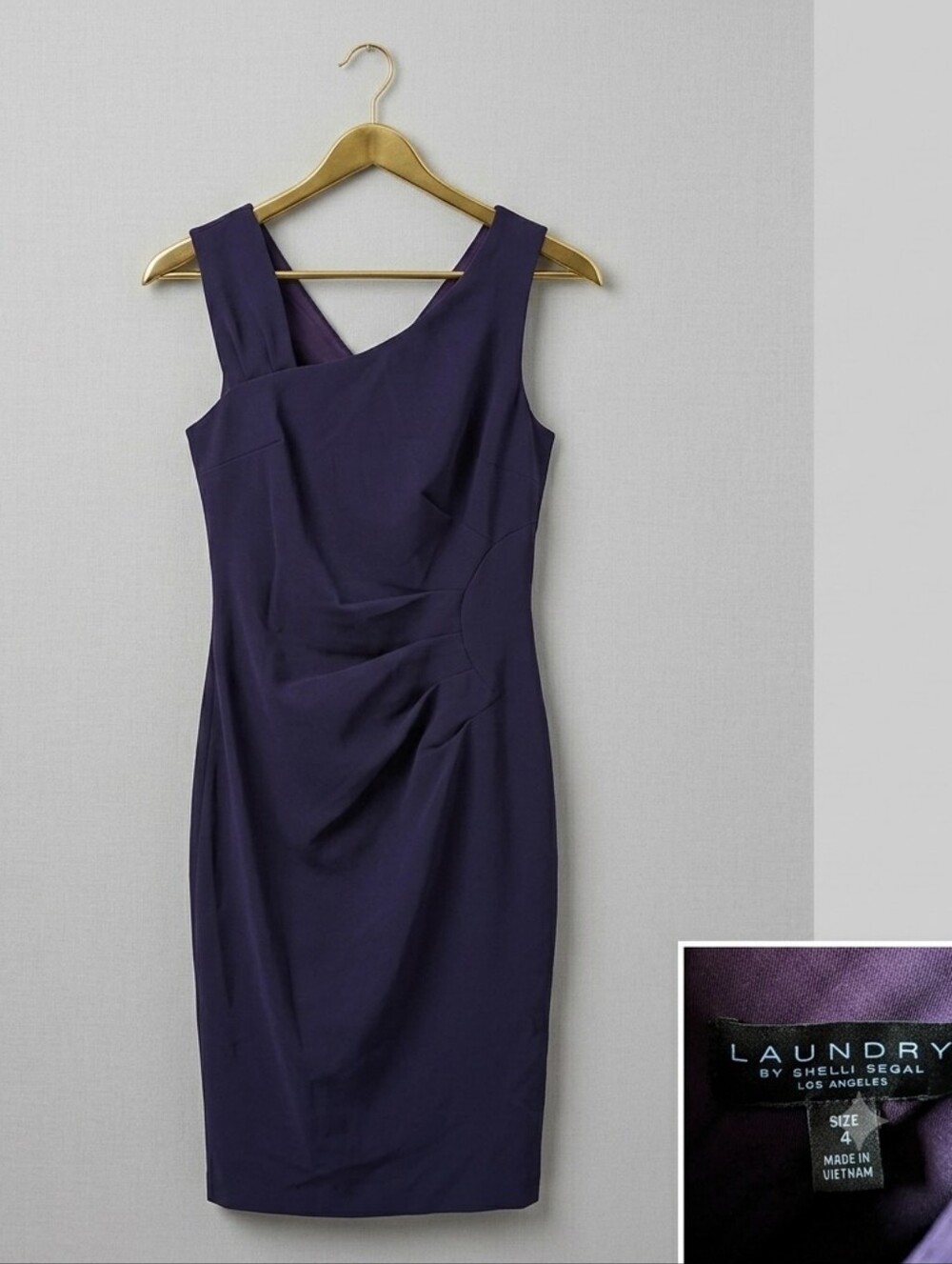 Laundry By Shelli Segal Deep Purple Asymmetrical Midi Sheath Dress